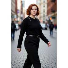 PayBuy Kadın Regular Kalıp Akrilik Triko Ikili Bluz Kazak Takımı Düz Desen Standart Kol Konforlu Kış