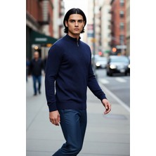 PayBuy Erkek Regular Fit Pamuklu Akrilik Karışımlı Yarım Balıkçı Fermuarlı Triko Kazak Kışlık Şıklık