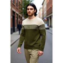 PayBuy Erkek Fitted Bisiklet Yaka Uzun Kollu Renk Bloklu Akrilik Triko Kazak Günlük Şıklık Için Ideal