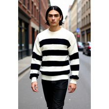 PayBuy Erkek Oversize Geniş Kalıp Bisiklet Yaka Çizgili Akrilik Triko Kazak Soğuk Kış Günleri Için Ideal