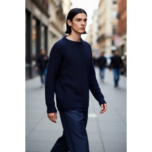 PayBuy Erkek Oversize Kalıp Bisiklet Yaka Basic Selanik Dokulu Kalın Triko Kazak Kışlık Günlük Giyim Için