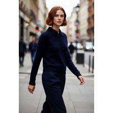 PayBuy Kadın Regular Kalıp Polo Yaka Triko Kazak Kış Sezonu Için Özel Tasarım Rahat Şık ve Konforlu