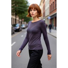 PayBuy Kadın Regular Kalıp Uzun Kollu Ince Dokuma Bisiklet Yaka Viskoz Triko Bluz Günlük Şıklık Için Ideal