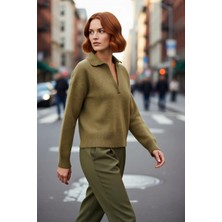 PayBuy Kadın Oversize Polo Yaka Triko Kazak Kışlık Soğuk Hava Şıklığı Için Ideal Günlük Kombinler