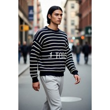 PayBuy Unisex Oversize Çizgili Bisiklet Yaka Triko Kazak Kış Günleri Için Rahat ve Şık Bir Seçim Kaliteli