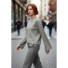 PayBuy Kadın Regular Kalıp Bisiklet Yaka Uzun Ispanyol Kollu Basic Triko Kazak Günlük Şıklık Sunar