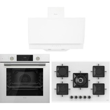 Ferre Flowart Ss Serisi Beyaz Ankastre Set (D017+SS036+QMS63CB)