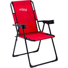 Katlanabilir Kamp Sandalyesi - Rest - Bardaklıklı - Argeus - Kırmızı