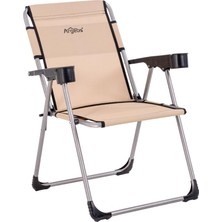 Argeus Katlanabilir Piknik ve Kamp Sandalyesi - Bardaklıklı - Rock - Bej (A-02-R14)- 140KG Taşıma
