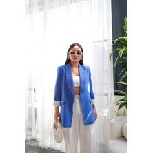 Lacivert Keten Blazer Ceket