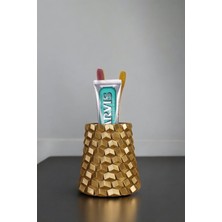 Evene Diş Fırçalığı Diş Fırçalık Diş Fırçası Standı Diş Fırçası Tutucu Altın Eskitme Renk Model 84