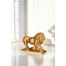 Evene Dekoratif Obje Biblo Ev Dekorasyon Heykel Salon Masa Üstü Süs Eşyası Aslan Altın Model 61