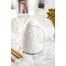 sky  1 lt ısı yalıtımlı çay ve soğuk su termosu beyaz (12 saat sıcak tutar& ıçi camdır)