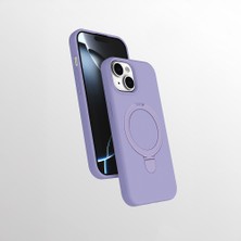 MobaxAksesuar Apple iPhone 15 Plus Kılıf M-Safe Şarj Özellikli Standlı Silikon Samara Kapak