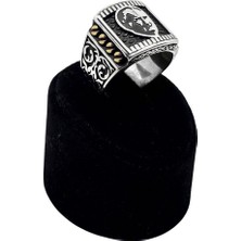 Oya Silver Kare Atatürk Siluet Gümüş Erkek Yüzük