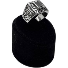 Oya Silver Hz. Ali Zülfikar Kılıcı Motifli Mini Oniks Taşlı Gümüş Erkek Yüzük