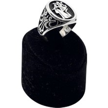 Oya Silver Çerkes Kafkas Dans Figürlü Oval Gümüş Erkek Yüzük