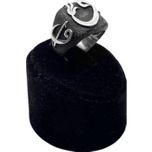 Oya Silver Elif Vav Motifli Gümüş Erkek Yüzük