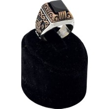 Oya Silver Osmanlı Tuğra Detaylı Dikdörtgen Oniks Gümüş Erkek Yüzük