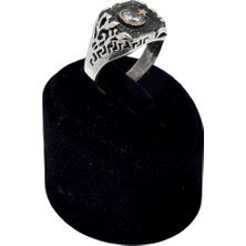 Oya Silver Taşlı Kare Ayyıldız Gümüş Erkek Yüzük