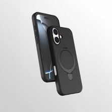 MobaxAksesuar Apple iPhone 16 Kılıf M-Safe Şarj Özellikli Standlı Silikon Samara Kapak