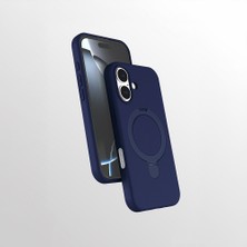 MobaxAksesuar Apple iPhone 16 Kılıf M-Safe Şarj Özellikli Standlı Silikon Samara Kapak