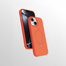 MobaxAksesuar Apple iPhone 14 Kılıf M-Safe Şarj Özellikli Standlı Silikon Samara Kapak