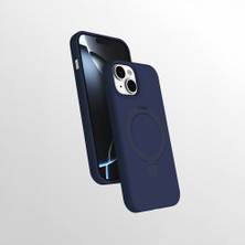 MobaxAksesuar Apple iPhone 15 Plus Kılıf M-Safe Şarj Özellikli Standlı Silikon Samara Kapak