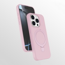 MobaxAksesuar Apple iPhone 14 Pro Max Kılıf M-Safe Şarj Özellikli Standlı Silikon Samara Kapak