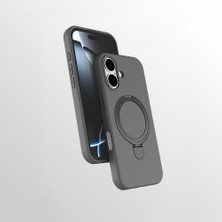 MobaxAksesuar Apple iPhone 16 Kılıf M-Safe Şarj Özellikli Standlı Silikon Samara Kapak
