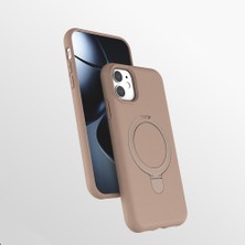 MobaxAksesuar Apple iPhone 11 Kılıf M-Safe Şarj Özellikli Standlı Silikon Samara Kapak