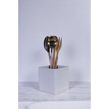 Evene Tezgah Üstü Kaşıklık Dekoratif Dik Kaşıklık Silindir Kaşıklık Beyaz Renk Model 86