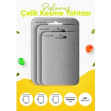 Paslanmaz Çelik Kesme Tahtası – Antibakteriyel, Küf Tutmaz, Çift Taraflı Kullanım | Küçük / Orta / Büyük Boy