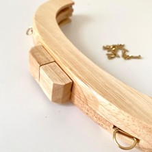 Yumakça Çanta Bursu Ahşap Oval Slim Açık Kahve 20 Cm