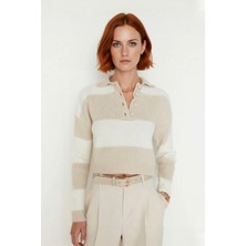 Ersefa Kadınlara Özel Selanik Dokulu Baskısız Uzun Kollu Rahat Basic Crop Triko Kazak Modeli Kaliteli