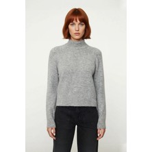 Ersefa Kadın Bordo Reglan Kol Oversize Dik Yaka Triko Kazak Kış Sezonu Için Ideal Rahat Günlük Giyim