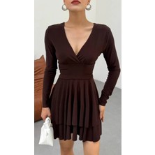 Cemo Kruvaze Yaka Cıft Kat Elbıse