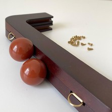 Yumakça Çanta Bursu Ahşap Köşeli Boncuklu Koyu Kahve 20 cm  No: 20