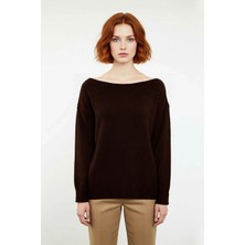 Ersefa Kadın Basic Kayık Yaka Oversize Triko Kazak Rahat ve Şık Ilkbahar Sonbahar Günlerine Özel Kaliteli