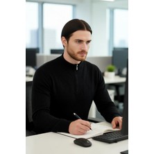 FRM Erkek Casual Şık Regular Fit Pamuk Akrilik Triko Yarım Balıkçı Fermuarlı Kazak Kış Için Kaliteli