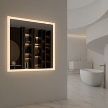 Aypars Atölye Kare LED Işıklı Ayna – Endüstriyel Modern Duvar ve Salon Aynası