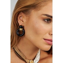 New Obsessions Gold Detaylı Akrilik Yuvarlak Vintage Küpe