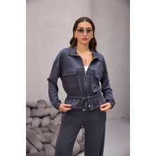 Cemo Fermuarlı Bağlamalı  Cep Detay  Gömlekli Takım