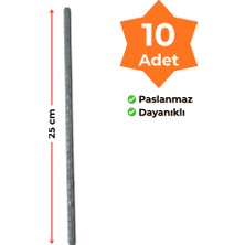 Akdeniz Boyalı 8’lik Inşaat Demiri 25 cm Bahçe & Parsel Kazığı – 10’lu Set | Paslanmaz, Sert Zemin Uyumlu