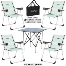 Argeus 4 Adet Katlanır Kamp Sandalyesi ve Alüminyum Masa Seti - Rock Dark - Su Yeşili - Taşıma Çantalı