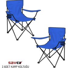 Argeus 2 Adet Katlanır Kamp Sandalyesi - Piknik Plaj Sandalyesi - (DY.001) - Mavi - Taşıma Çantalı