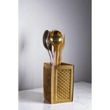 Evene Tezgah Üstü Kaşıklık Dekoratif Dik Kaşıklık Silindir Kaşıklık Siyah Renk Model 92