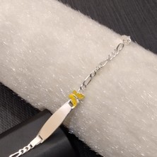 Lumiera Silver 925 Ayar Gümüş Sarı Kelebekli Model Bebek/çocuk Bilekliği -Şık Tasarım- Isim Yazdırılabilir. 16CM -3mm