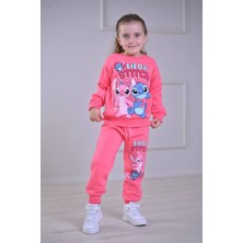 Yağmur Giyim Pjk3i Stittcch Desenli 3 Ip Şardonlu %100 Pamuk Kız Çocuk Eşofman Takımı 3-10 Yaş 8276