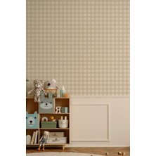 Msticker Ekose Desenli Duvar Sticker Yarım Kaplama Duvar Kağıdı Görünümlü Sticker 54X109 cm Ekoseli Taş Renk